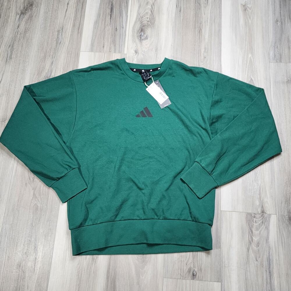Adidas Sweatshirt Men's Medium Green Feelcozy Long Sleeve New